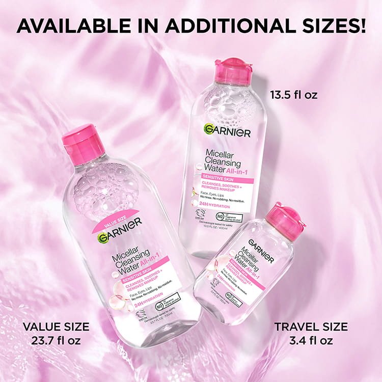 Garnier Micellar Water Facial Cleanser and Makeup Remover Pink for Sensitive Skin