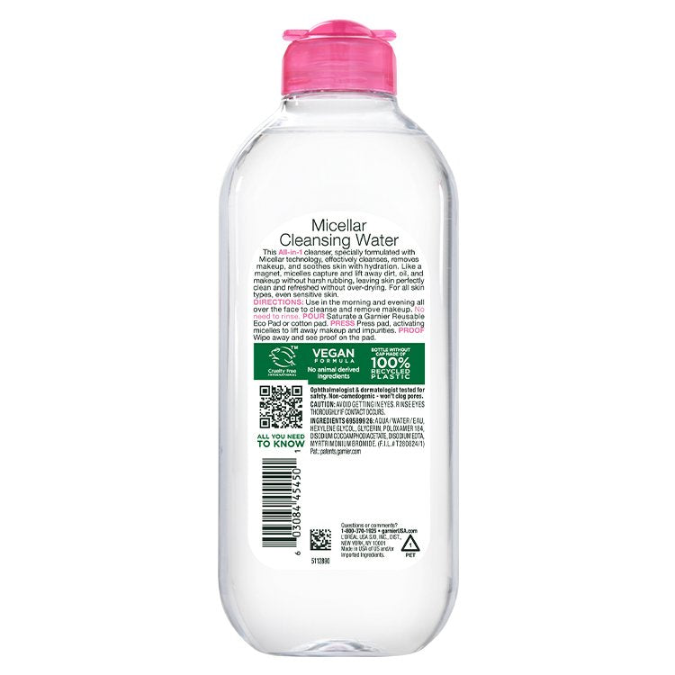 Garnier Micellar Water Facial Cleanser and Makeup Remover Pink for Sensitive Skin